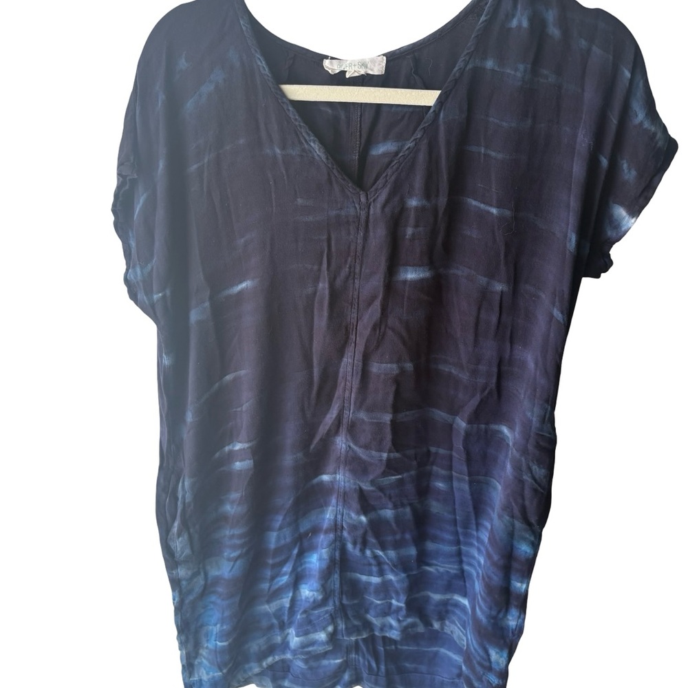 River + Sky Blue Navy Tie-Dye V-Neck Mini Dress - Picture 2 of 4